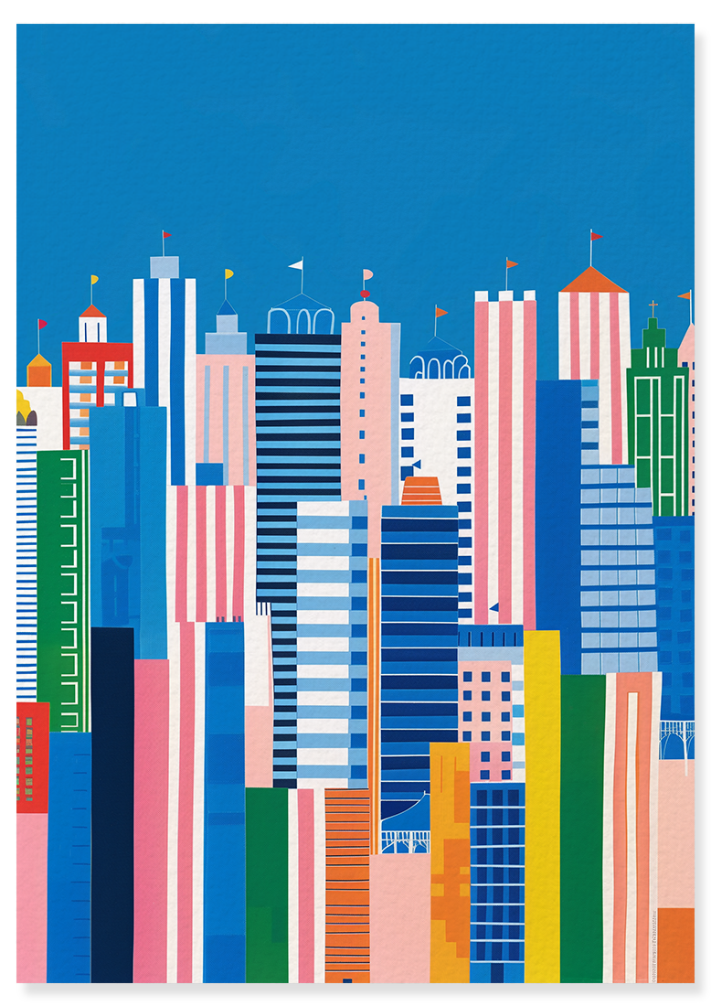 Affiche déco chambre bébé enfant - New York Vertical A - Vert Rose