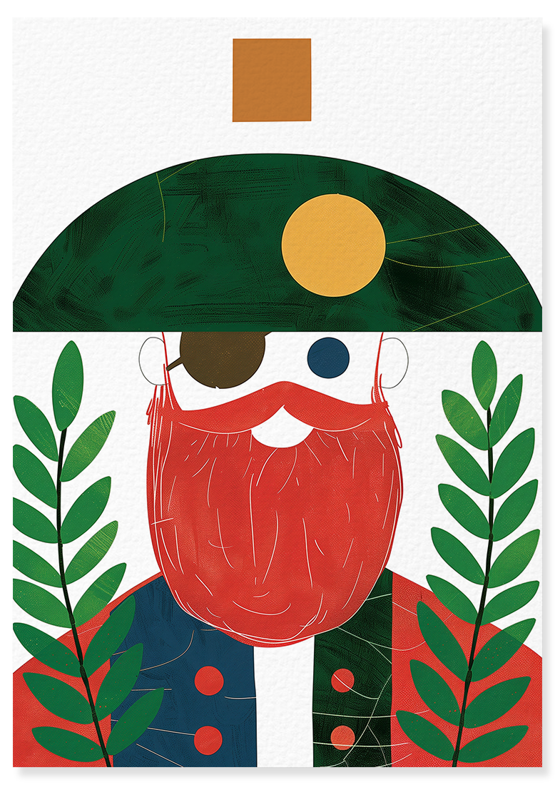Affiche déco chambre bébé enfant - Portrait pirate rouge B géométrie - rouge vert