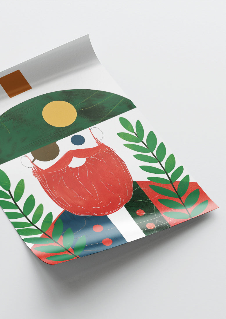 Affiche déco chambre bébé enfant - Portrait pirate rouge B géométrie - rouge vert