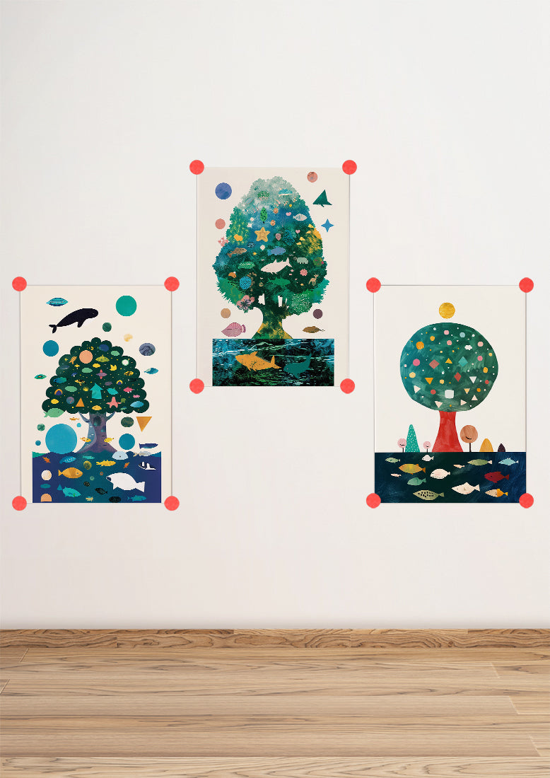 Affiche déco chambre bébé enfant - Arbre marin C - vert bleu