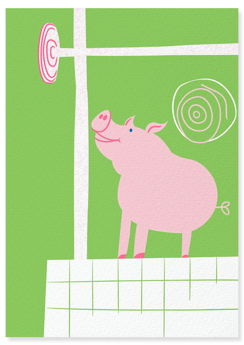 Affiche déco chambre bébé enfant - Cochon école A - vert rose