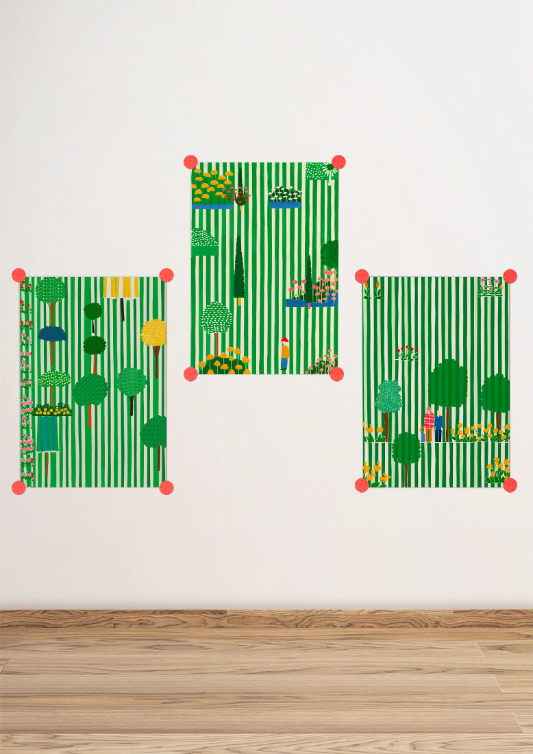 Affiche déco chambre bébé enfant - Jardin vertical B - vert bleu