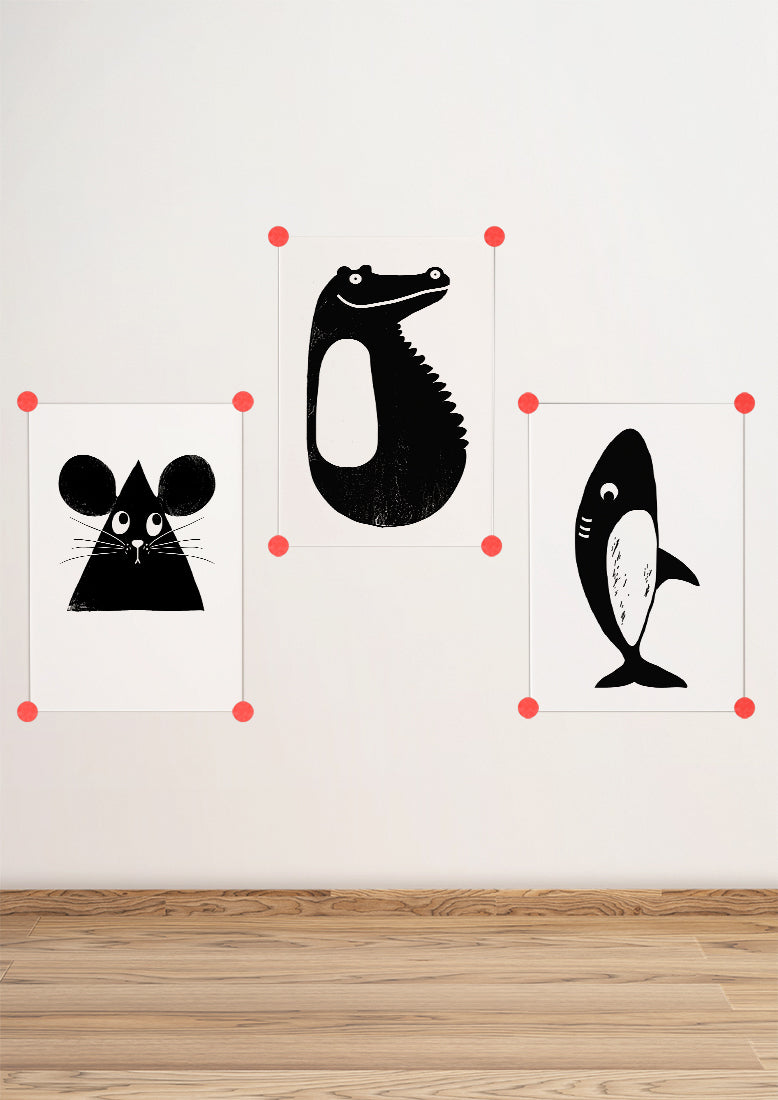 Affiche déco chambre bébé enfant - Portrait Crocodile Montessori A - Noir et Blanc