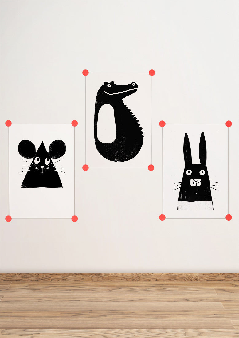 Affiche déco chambre bébé enfant - Lapin Montessori A - Noir et Blanc