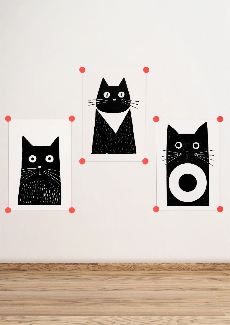 Affiche déco chambre bébé enfant - Chat Montessori A - Noir et Blanc