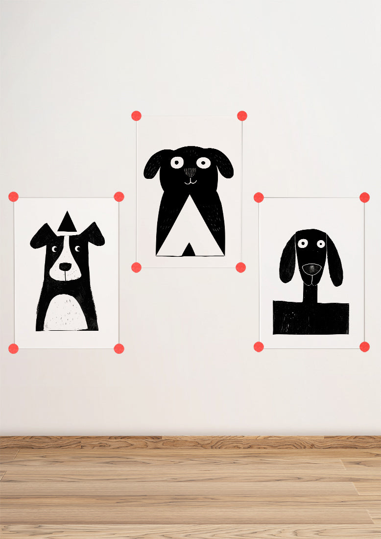 Affiche déco chambre bébé enfant - Chien Montessori C - Noir et Blanc
