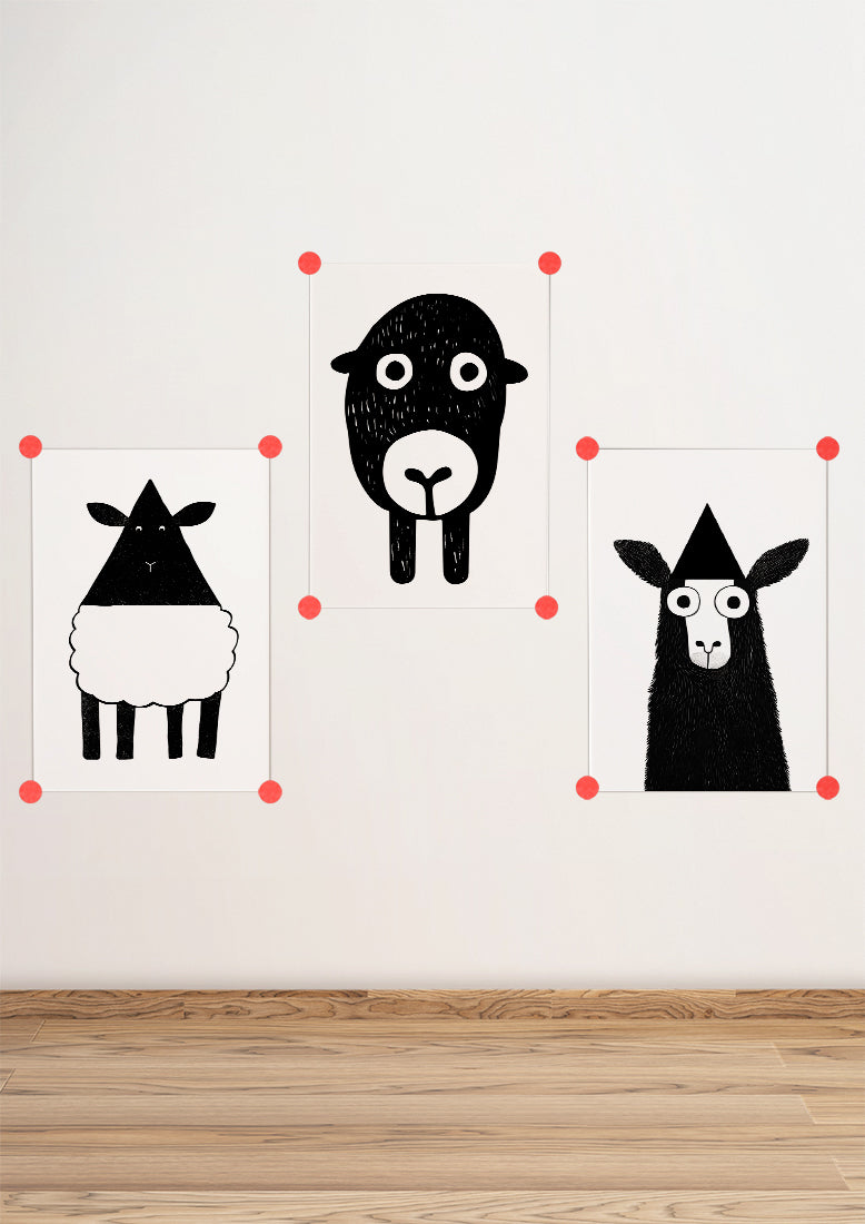 Affiche déco chambre bébé enfant - Mouton Montessori B - Noir et Blanc