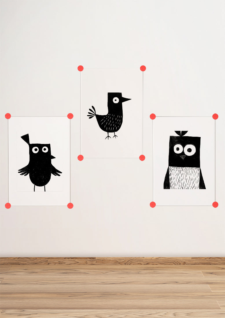 Affiche déco chambre bébé enfant - Oiseau Montessori C - Noir et Blanc
