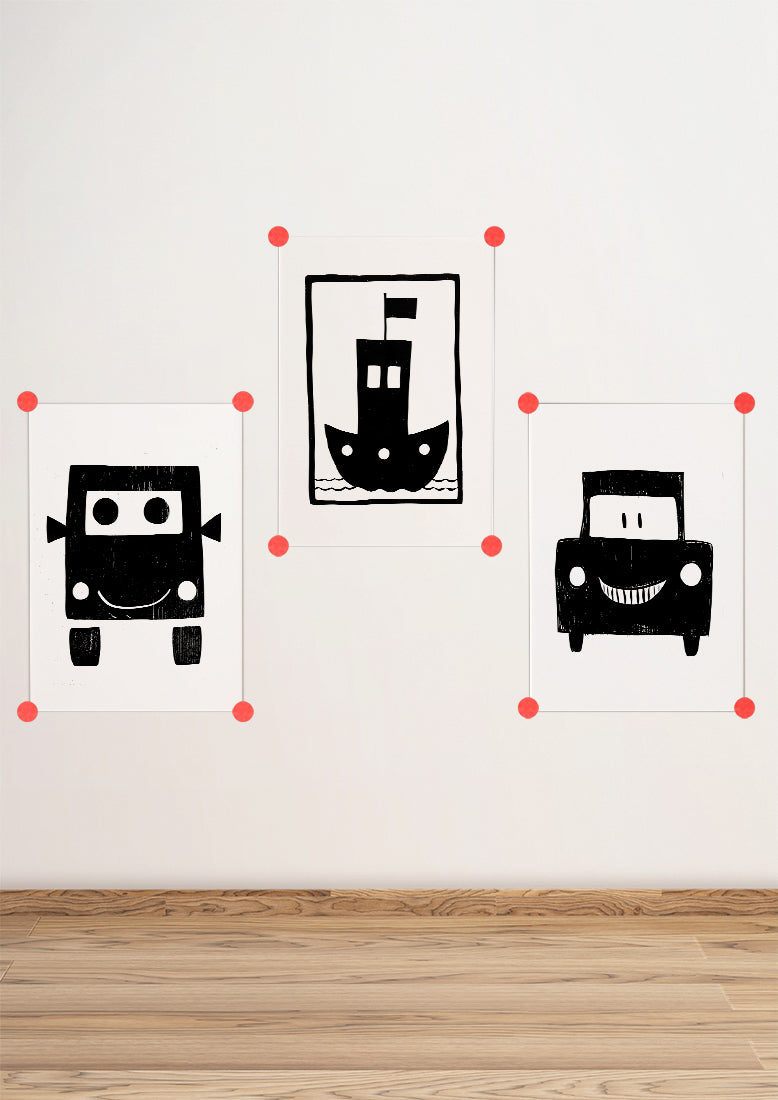 Affiche déco chambre bébé enfant - Transport bateau Montessori A - Noir et Blanc