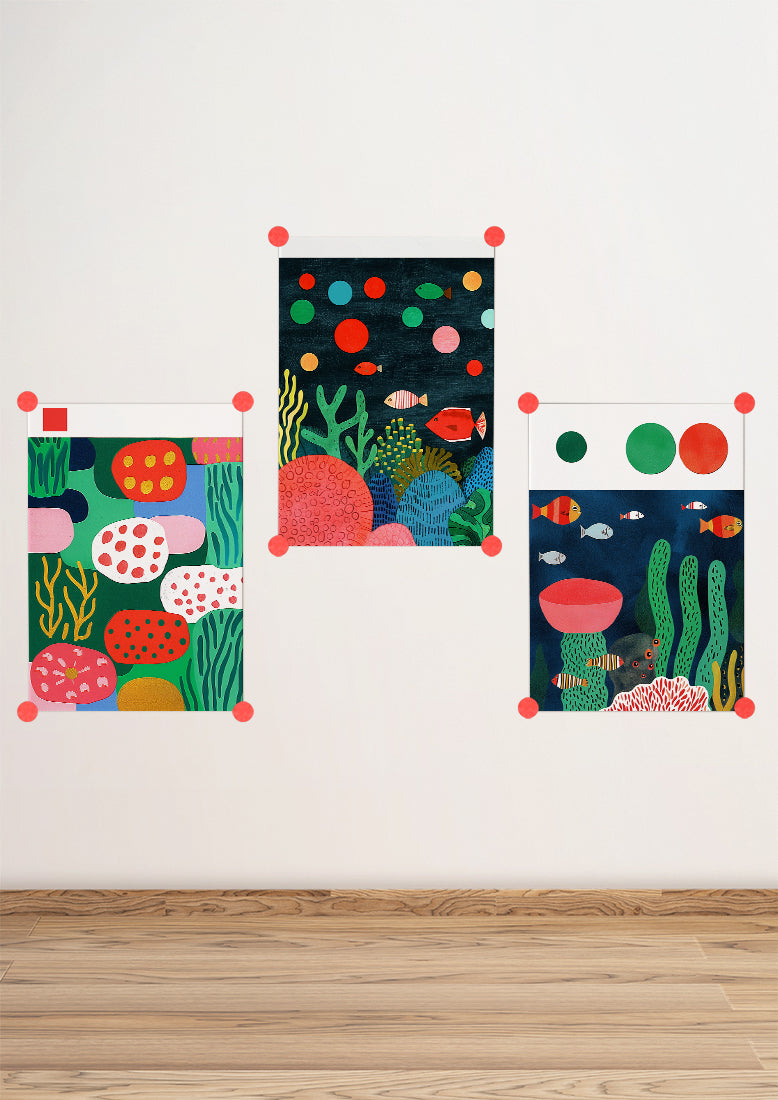 Affiche déco chambre bébé enfant - Poisson océan D - Bleu vert