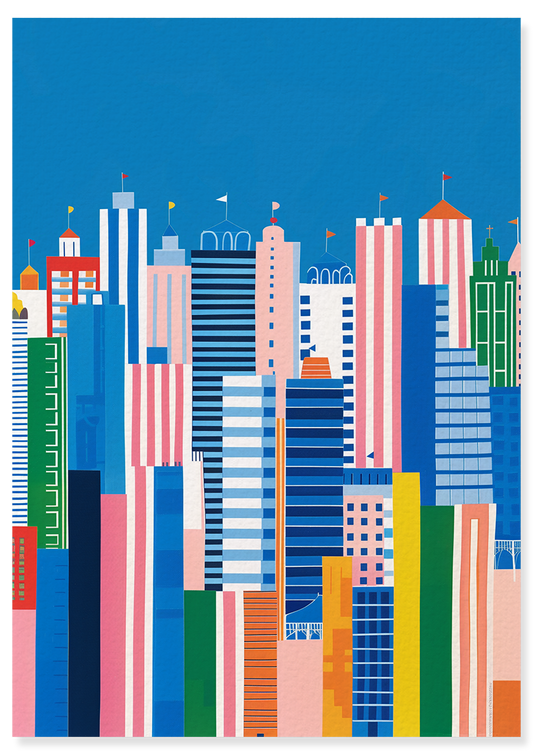 Affiche déco chambre bébé enfant - New York Vertical A - Vert Rose