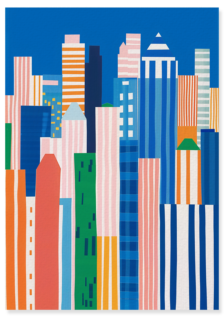 Affiche déco chambre bébé enfant - New York Vertical B - Bleu Rose