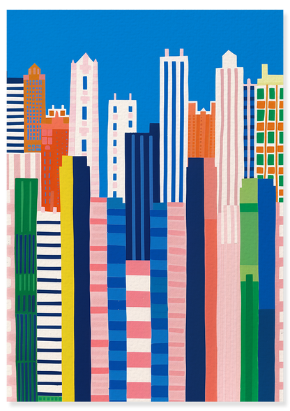 Affiche déco chambre bébé enfant - New York Vertical C - Bleu Rose