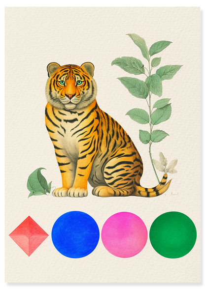 Affiche déco chambre bébé enfant - Animal géométrie A - jaune vert