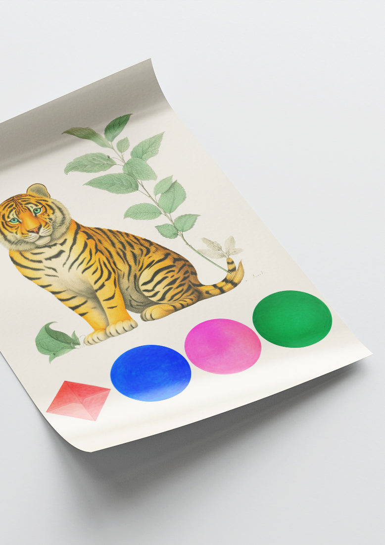 Affiche déco chambre bébé enfant - Animal géométrie A - jaune vert