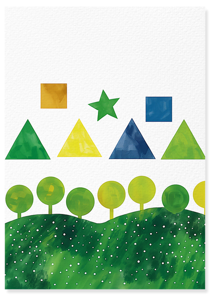 Affiche déco chambre bébé enfant - Ciel étoile C géométrie - vert jaune