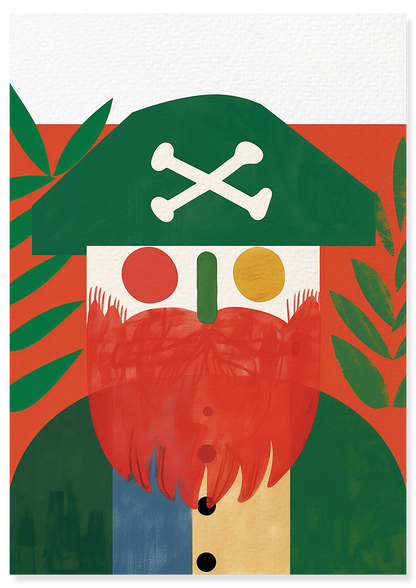 Affiche déco chambre bébé enfant - Portrait pirate rouge A géométrie - rouge vert