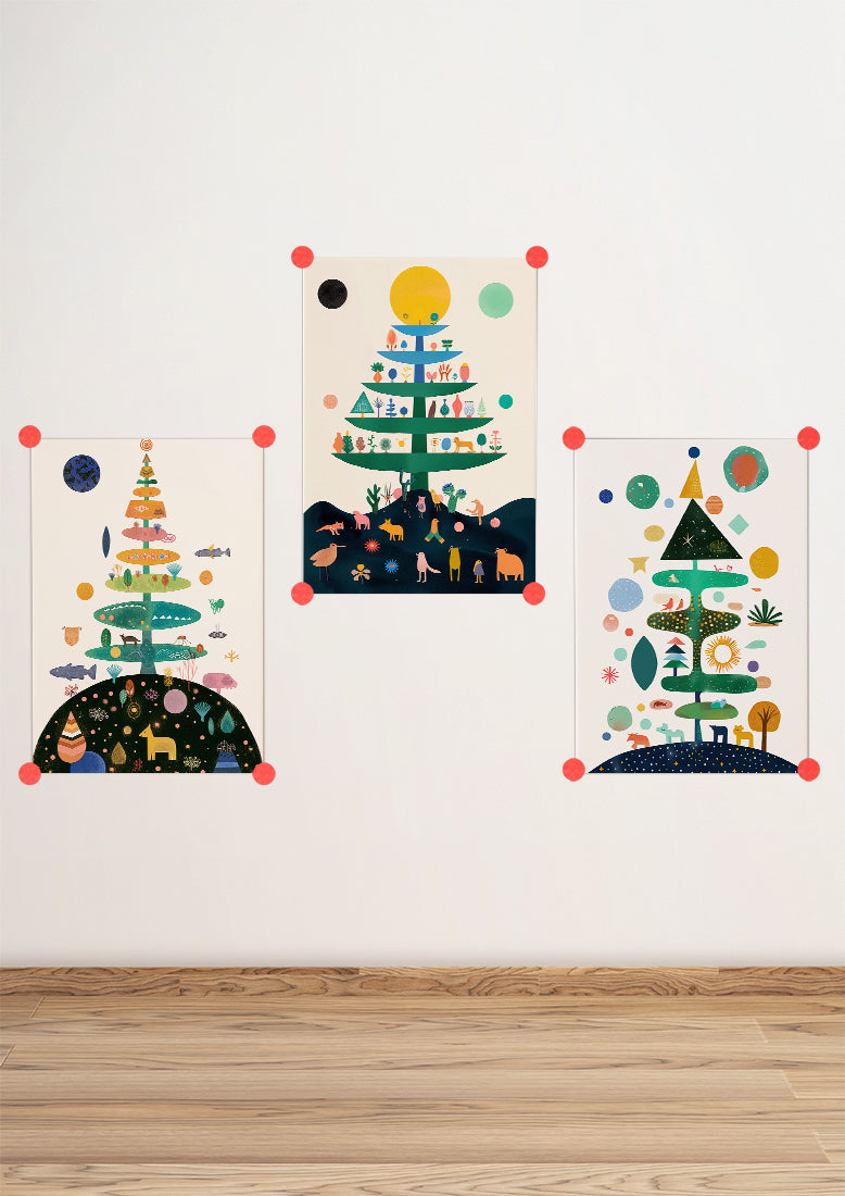 Affiche déco chambre bébé enfant - Arbre généalogique A - vert bleu