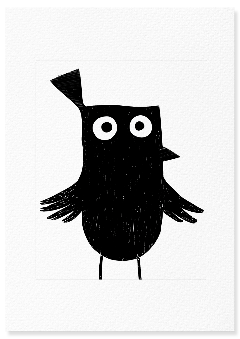 Affiche déco chambre bébé enfant - Oiseau Montessori B - Noir et Blanc