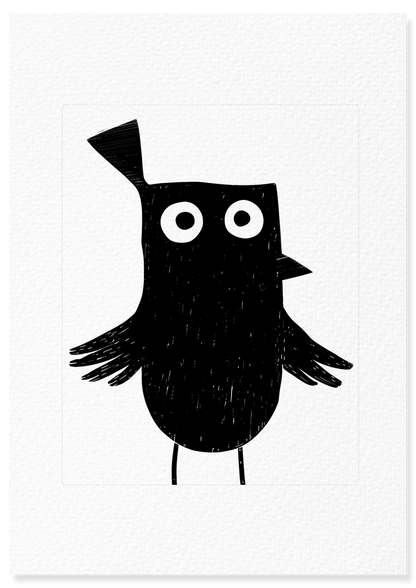Affiche déco chambre bébé enfant - Oiseau Montessori B - Noir et Blanc