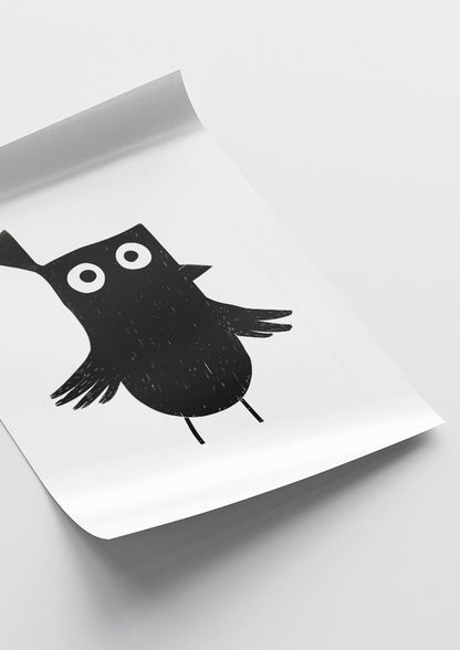 Affiche déco chambre bébé enfant - Oiseau Montessori B - Noir et Blanc