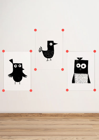 Affiche déco chambre bébé enfant - Oiseau Montessori B - Noir et Blanc